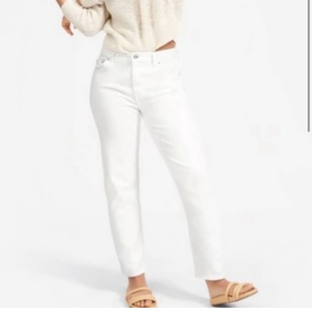 Everlane White High Rise Cheeky Straight Jean